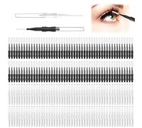 200 Pcs Micro Eyebrow Brush With Cap, Multifunctional Eyebrow Spoolie Brush Brow Lamination Brush 2 Size Micro Spooly Lash Mascara Brush Comb for Eyelash Lift Extensions Brow Clean(White, Black)
