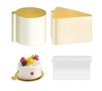 200 Pcs Mini Gold Cake Board with 100 Spoons, Food-Graded Cake Boards Dessert Display Tray, Mousse Cardboard Cake Base Paper Cupcake Paper Plates for Wedding, Birthday, Party Supplies(Round, Triangle)