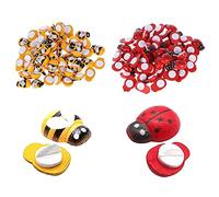 200 Pcs Mini Ladybugs & Bees, Wooden Bees Ladybugs Tiny Wooden Bumble Bees Embellishments for Crafts Scrapbooking DIY Decoration(Red & Yellow)