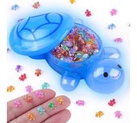 200 Pcs Mini Resin Turtle with 1 Pc Jumbo Resin Blue Turtles, Luminous Miniature Tiny Sea Turtles Glow in The Dark for Fairy Garden Dollhouse Micro Landscaping