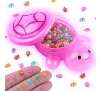 200 Pcs Mini Resin Turtle with 1 Pc Jumbo Resin Pink Turtles, Luminous Miniature Tiny Turtles Glow in The Dark for Fairy Garden Dollhouse Micro Landscaping