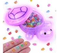 200 Pcs Mini Resin Turtle with 1 Pc Jumbo Resin Purple Turtles, Luminous Miniature Tiny Turtles to Hide Glow in The Dark for Fairy Garden Dollhouse Micro Landscaping