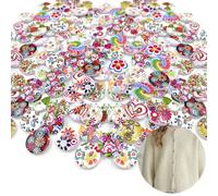 200 Pcs Mixed Vintage Wooden Buttons for Crafting and Sewing 15mm Round 2 Hole Decorative Buttons Assorted Colourful DIY Craft Buttons for Cardigans Clothes Decoration and Handmade Projects (Vibrant)