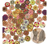 200 Pcs Mixed Vintage Wooden Buttons for Crafting and Sewing 15mm Round 2 Hole Decorative Buttons Assorted Colourful DIY Craft Buttons for Cardigans Clothes Decoration and Handmade Projects (Retro)