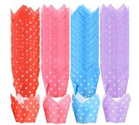 200 Pcs Muffin Cases for Baking, Round Dot Tulip Muffin Cases, Cake Case for Wedding, Party, and Special Occasions(4 Colour)