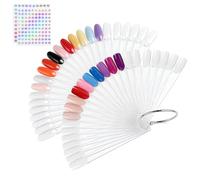 200 Pcs Nail Swatch Sticks, Clear Nail Art Tips Color Sticks for Nail Gel Polish Practice (100 Pcs Flat Nail Swatches + 100 Pcs Round, 1-200 Number Stickers)