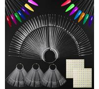 200 PCS Nail Swatch Sticks Clear Nail Colour Display Tips with Metal Ring and 1-200 Numbered Stickers Nails Samples Sticks for Salon and Beginners