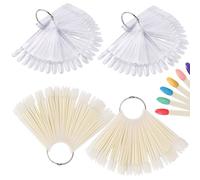 200 PCS Nail Swatch Sticks,Nail Swatches with Ring,Clear Nail Colour Display Tips,Natural Color Nail Polish Practices Sticks,for Gel Polish Colors,Practice,Tips & Designs(Round Shape)