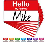 200 Pcs Name Tags, 3.5" x 2.25" Hello My Name is Stickers, Red Name Tag Stickers, Adhesive Label Sticker for Office, Meeting, School, Teachers and Mailing