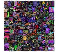 200 Pcs Neon Stickers Pack, Cool Waterproof Vinyl Stickers for Kids Adults Teens, Laptop Stickers for Scrapbook Journal, Skateboard, Water Bottle, Luggage, Teacher Reward Prizes for Children (Style C)