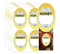 200 Pcs Oval Pure Natural Honey Jars and Bottles 2 x 3 Inch Honey Bee Bottling Label- Farm Kitchen Name Home Business Round Mason Jar Label