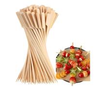 200 Pcs Paddle Bamboo Skewers, Flat Burgers Sticks Children Skewer Kids Wooden Fruits Picks Cocktail Sticks Satay Skewer Barbecue Kebabs Skewers for Buffets Party