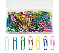 200 Pcs Paper Clips, 28 MM/1.1" Coloured Paperclips Metal Paper Clips Clamps with Box for Office School Stationery Document, Small Paper Clips