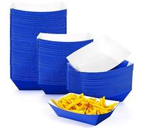 200 Pcs Paper Food Tray Disposable Paper Food Boats Paperboard Nacho Trays Hot Dog Serving Trays for Carnivals, Fairs, Festivals, Picnics Tacos, Crawfish French Fries Party Supplies (Blue,2lb)