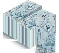 200 Pcs Paper Napkins for Parties, Blue Coastal Serviettes
