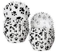200 Pcs Paw Bone Cupcake Liners Dog Wrappers Paw Pattern Cup Cake Holder Puppy Dog Theme Cupcake Wrappers for Baby Shower Birthday Party Supplies(Black)