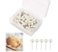 200 Pcs Pearl Pins, Stainless Pearls Flower Pins, Reusable Pearl Sewing Pin, White Straight Head Pin, PearlsPin for Flowers, for Wedding, Corsage, Bouquets, Art Craft, Sewing Decorations.