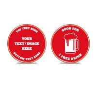 200 PCS Personalized Plastic Poker Chips, Full Color Print Your Logo and Text on the Chip, Good for Drink Tokens, Poker Card Game (Red)