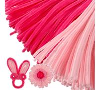 200 Pcs Pink Chenille Pipe Cleaners, 200 Fuzzy Stems | Light and Dark Shades, Soft Fluffy Texture, Iron Wire Core, Suitable for Wreaths, Ornaments, Events and Adults