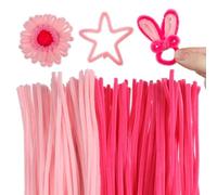 200 Pcs Pink Chenille Stems Pipe Cleaners Set for Crafts | Soft Fuzzy Surface, Sturdy Iron Wire Core, Light and Dark Pink Pieces, for Garlands Wreaths DIY Projects