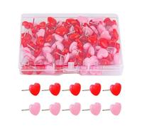 200 Pcs Pink Heart Push Pins, Cute Decorative Thumb Tacks, Flat-head Heart Pin, Drawing Pins for Notice Board for Home School Office, Photos Wall Notice Boards Cork Board(Red&Pink)