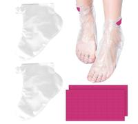 200 Pcs Plastic Disposable Socks, Foot Covers Moisturizing Foot Mask Socks with Stickers, Waterproof Feet Covers for Feet Paraffin Wax Bath Liners