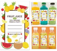 200 Pcs Plastic Juice Bottle Labels - 1.5 x 2.5 Inch Stickers for Fruit Drink Containers - 4oz 8oz 12oz Bottles - Fruit Label Leak-Proof Suitable for Juice, Milk Smoothie and Other Beverages