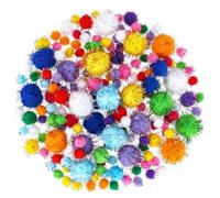 200 PCS Pompoms for Crafting, Pompoms Sparkle Balls Cat Fuzzy Toys Balls, Soft and Fluffy Craft Pom Poms for DIY Creative Crafts Decorations, Multicolored