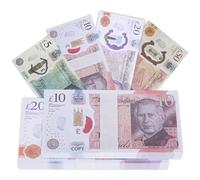 200 PCS Prop Money 5 10 20 50 Fake Money Pretend Money Notes for Role Play Shop Till Bank Cash, Post Office, Play Money with Watermark and Bank Strap
