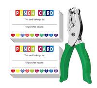200 PCS Punch Cards, Incentive Card with Handheld Puncher Kit Heart Shaped Incentive Loyalty Reward Cards Boost Creativity & Skills Development for Business, Classroom, Students Behavior, 3.5” x 2”