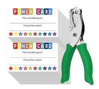 200 PCS Punch Cards, Incentive Card with Handheld Puncher Kit Star Shaped Incentive Loyalty Reward Cards Boost Creativity & Skills Development for Business, Classroom, Students Behavior, 3.5” x 2”