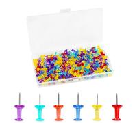 200 Pcs Push Pins, Clear Plastic Head, Steel Point Colourful Drawing Push Pins with Storage Box, Map Tacks, Thumb Tacks for Wall Hangings, Bulletin Board, Cork Board