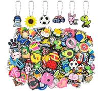 200 pcs Random Keychain Bulk Cute Bead Connector Clasp Cool Ball Chains Keychain Tag Key Chains Metal Bead Steel Chain