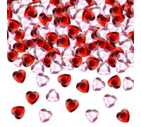 200 Pcs Red Pink Acrylic Heart Diamonds for Valentines Decorations,Mother's Day Decorations Crystal Gems for Table Scatter,Heart Ornaments for Table Scatter Wedding Arts Crafts