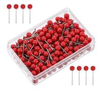 200 PCS Red Push Pins, Small Round Head Map Pins for Travel Map, 1/8 Inch Red Thumb Tacks for Map, Cork Board, Bulletin Board, Wall