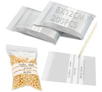 200 Pcs Resealable Plastic Bags With Write-on Panel 3.15x4.72in (8x12cm) - Strong Zip Lock Seal for Storing Samples, Food, Jewelry