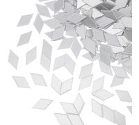 200 Pcs Rhombus Mini Mirror Tiles Self-Adhesive Small Mirror Stickers Diamond Shape Mirrors Tiles for Crafts Mini Square Triangle Glass Tile for DIY Projects Art Wall Door Home Decoration Silver