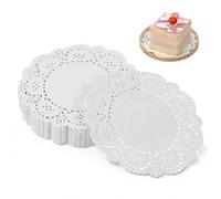 200 Pcs Round Paper Doilies White 3.5 Inch Doilies Lace Paper Disposable Tableware Papers Mat Lace Doyleys for Cake Plates Arts Crafts DIY Wedding Food Decor Scrapbooking Table Setting Party Placemat