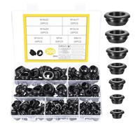 200 Pcs Rubber Grommets for Wiring, Cable Grommets for Holes, 7 Sizes Black Conductor Electrical Wire Gaskets Rings Kit, Rubber Firewall Hole Plugs Assortment for Protecting Wire Plug Cable Hole