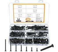 200 Pcs Self Drilling Cross Flat Head Screws, carbon steel Self Tapping Wood Screws, Countersunk Roofing Screws for Metal Sheets - M4.2 * 13mm/16mm/19mm/25mm/32mm/38mm/50mm (Black)