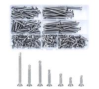 200 Pcs Self Drilling Cross Flat Head Screws, Stainless Steel Self Tapping Wood Screws, Countersunk Roofing Screw for Metal Sheets - M4.2 * 13mm/16mm/19mm/25mm/32mm/38mm/50mm (silvery)