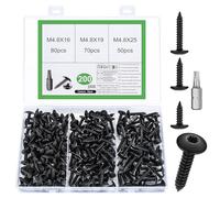 200 Pcs Self Tapping Screws, M4.8 Black Screws for Wood Screws Assortment, Torx Pan Head Screws, Mushroom Head Truss Head Self Drilling Screws for Sheet Metal Wood Plastic Screws (M4.8)