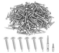 200 Pcs Self Tapping Screws Metal, M4.2 x 32mm Stainless Steel Flat Head Self Drilling Screws, Torx Screw Set for Sheet Metal Steel Wood Plastic, with 2 Bits (188Pcs-M4.2 x 32mm)