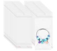 200 Pcs Small Cellophane Bags 3x5 Inches, Hanging Hole Self Sealing Cellophane Bags with Hang Hole, 3x5 Clear Packaging Bag Self Adhesive, Plastic Resealable Cello Bag for Necklaces Earrings Jewelry