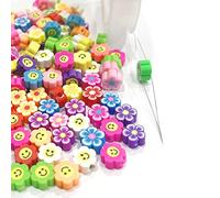 200 Pcs Smiley Face Beads Colorful Flower Shape Happy Face Spacer Clay Beads Bracelet for DIY Bracelet Necklace Earring Craft Jewelry Making Supplies