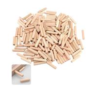 200 Pcs Solid Hard Wood Plugs - 6mm x 40mm Round Wooden Dowels for Furniture, Door, Crafts & DIY Projects
