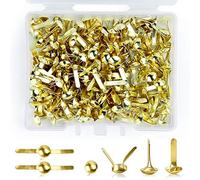 200 Pcs Split Pins, Metal Paper Fasteners Mini Brads, 4.5mm x 8mm Round Scrapbooking Brads Split Pins with Storage Box for Paper Craft DIY Stamping Scrapbooking (Gold)