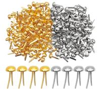 200 Pcs Split Pins, Metal Paper Fasteners Mini Brads,8mm x 16mm Brass Paper Fasteners, Round Head Split Pins for Paper Crafts Scrapbooking Cards Photo Walls DIY (Gold,Silver)