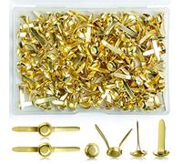 200 Pcs Split Pins, Metal Paper Fasteners Mini Brads, 8mm x 16mm Round Scrapbooking Brads Split Pins with Storage Box for Paper Craft DIY Stamping Scrapbooking (Gold)