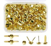 200 Pcs Split Pins, Paper Fasteners Metal Mini Brads, 8mm x 12mm Round Scrapbooking Brads Split Pins with Storage Box for Paper Craft DIY Stamping Scrapbooking (Gold)